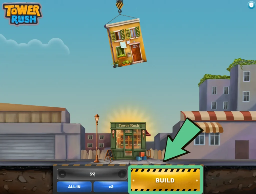 Tower Rush – auf „Build“ klicken